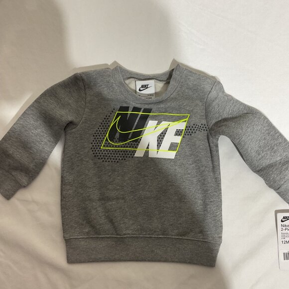 Nike Baby 2-Piece Set Gray & Black Sweatshirt & Pants Size 12M - Picture 2 of 4